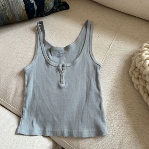 Brandy Melville Light Blue Ribbed Button Up Tank